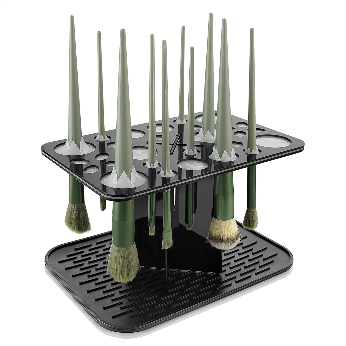 Makeup brush drying rack