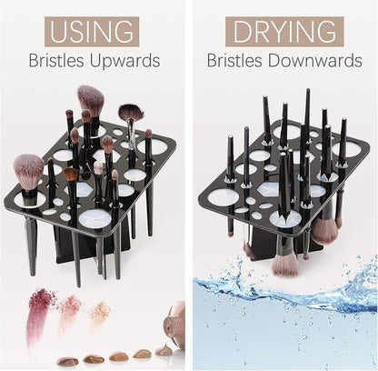 Makeup brush drying rack